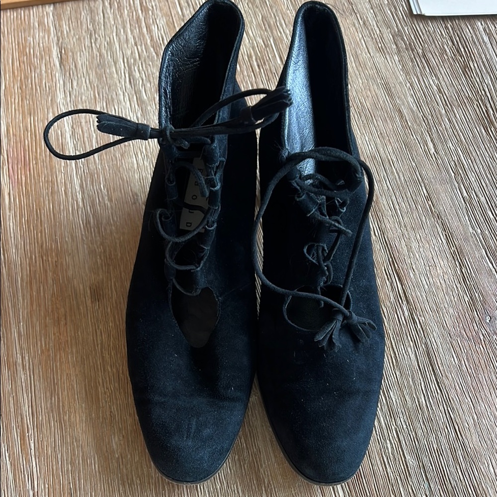 Vintage JOSEPH ABBOUD WMNS BLACK SUEDE LACE UP ANKLE BOOTIES EUC